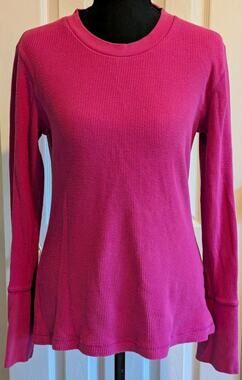 Sundance Womens Pink Solid Knit Long Sleeve Crewneck Button Pullover Top Sz S
